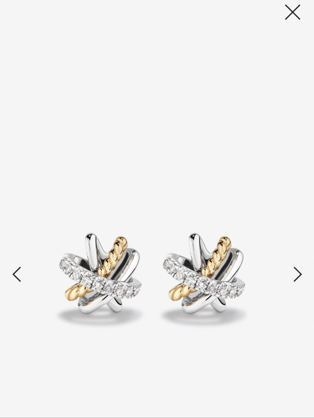 Michael Hill Silver Diamond 10K Yellow Gold Crossover Earrings